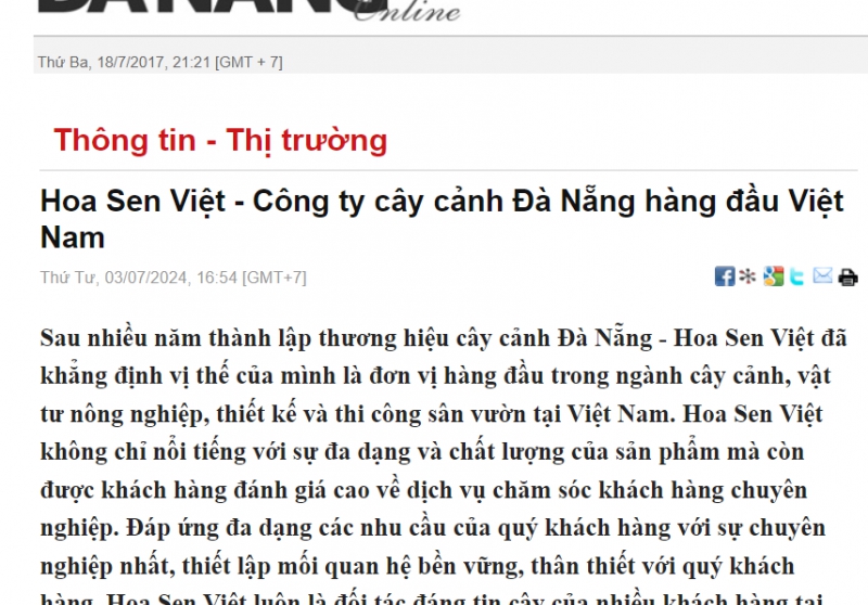 Hoa Sen Việt - Công ty cây cảnh Đà Nẵng hàng đầu Việt Nam