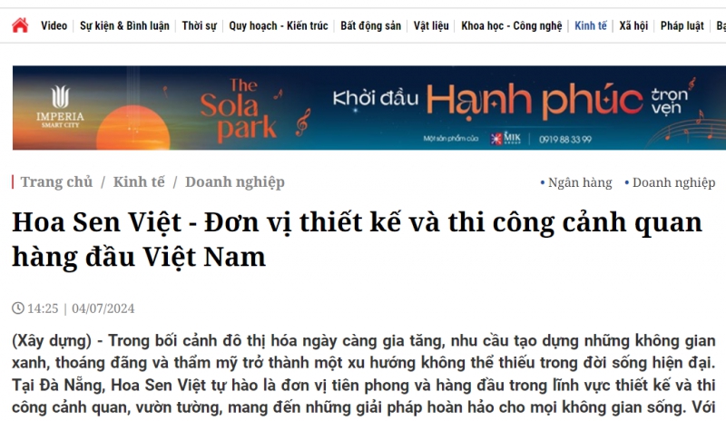 Hoa Sen Việt - Đơn vị thiết kế và thi công cảnh quan hàng đầu Việt Nam
