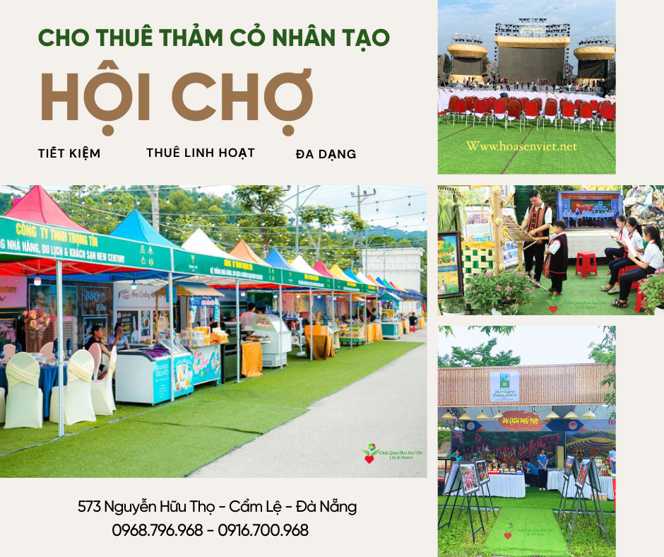 Cho Thuê Cỏ Nhân Tạo Hội Chợ Đà Nẵng - Thảm cỏ nhân tạo Hoa Sen Việt