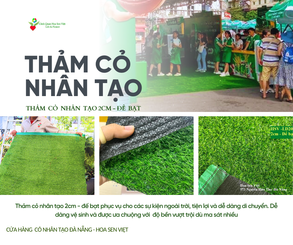 Ứng dụng cỏ nhân tạo đế bat - Cửa hàng cỏ nhân tạo Đà Nẵng Hoa Sen Việt