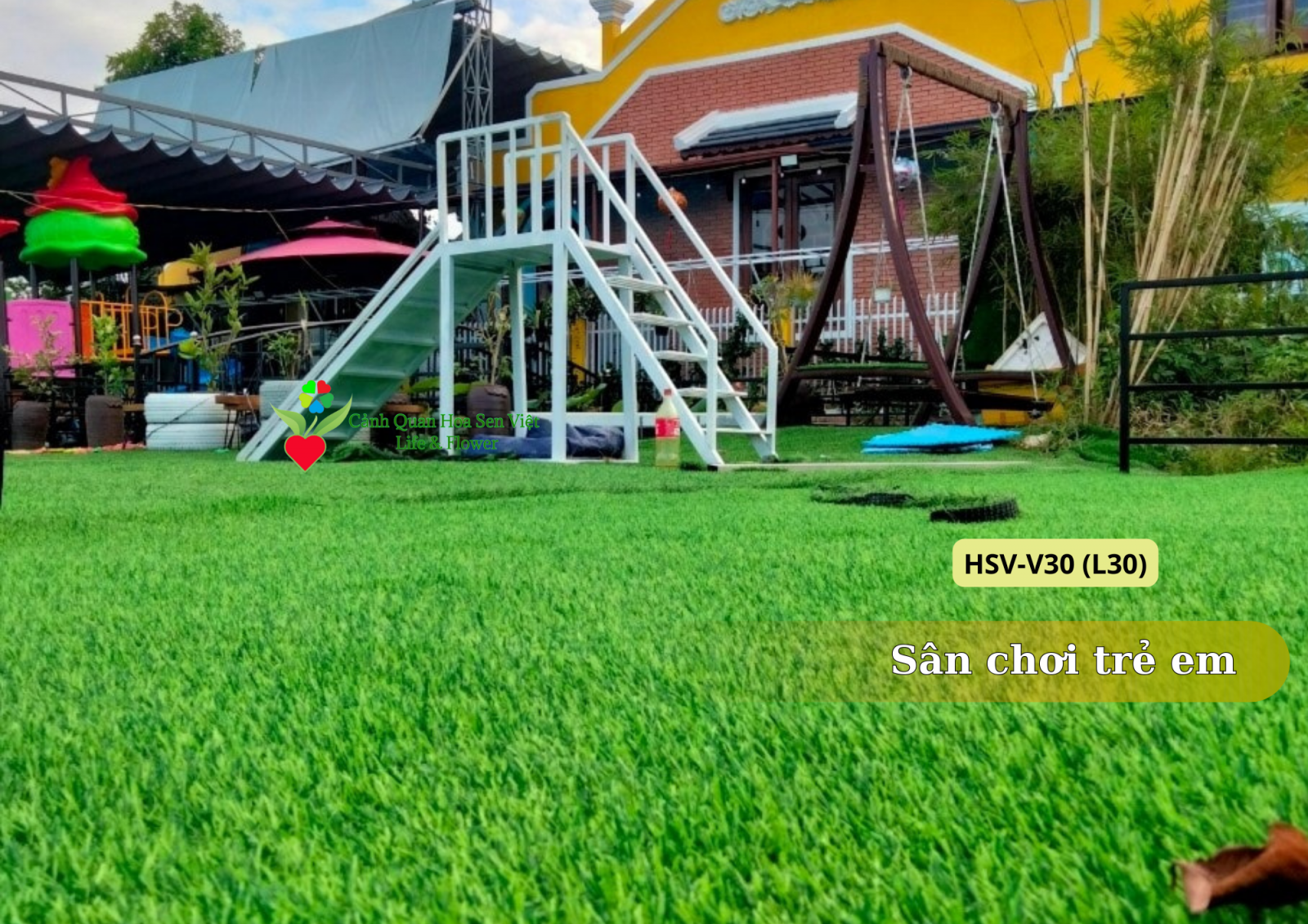 Thảm cỏ nhân tạo 3cm 3 lớp sợi to - Cửa hàng thảm cỏ nhân tạo giá rẻ Đà Nẵng