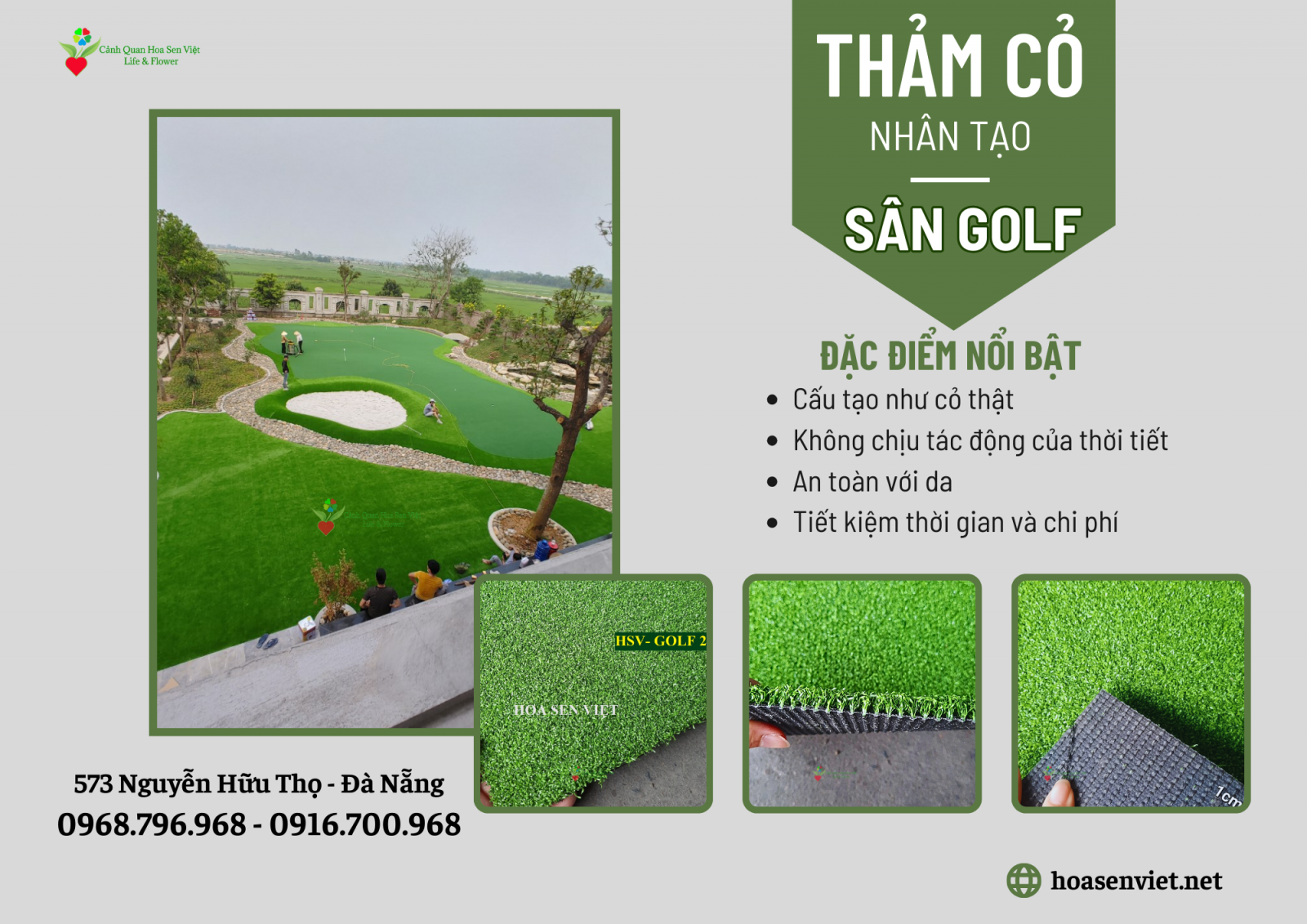 Cỏ nhân tạo sân golf- Cửa hàng cỏ nhân tạo Đà Nẵng