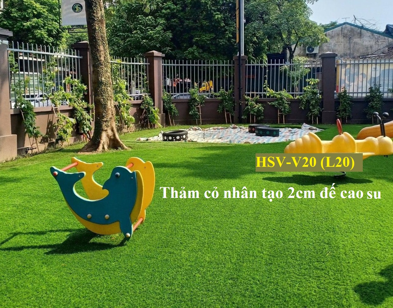Thảm cỏ nhân tạo 2cm đế cao su - Cửa hàng thảm cỏ nhân tạo giá rẻ Đà Nẵng