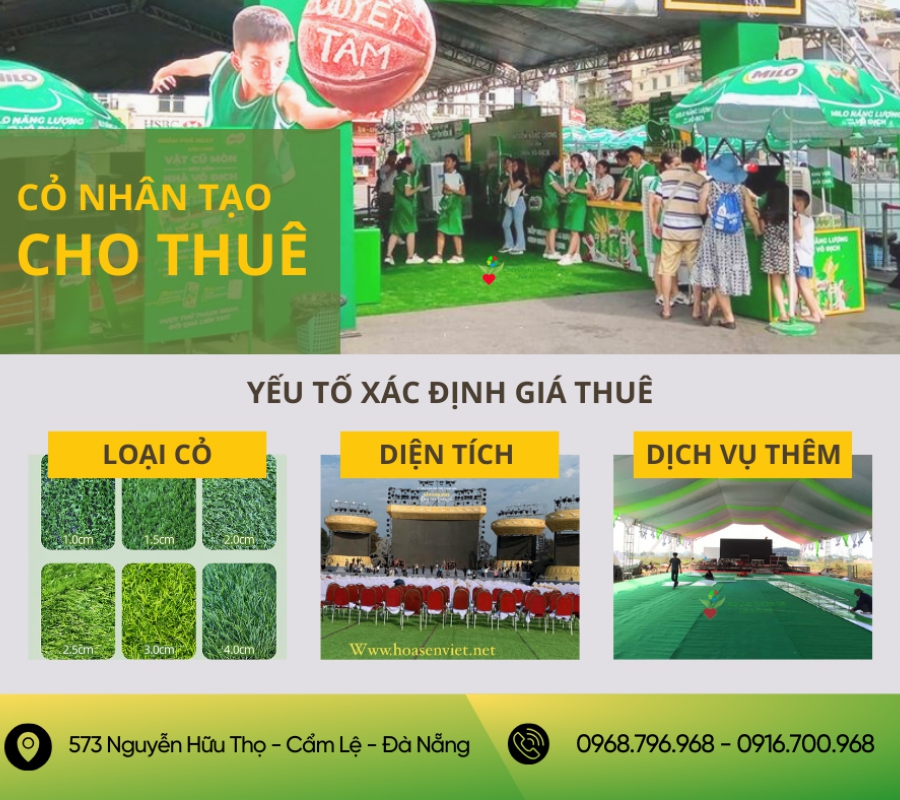 Cho thuê cỏ nhân tạo hội chợ Đà Nẵng