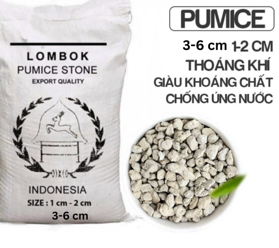 Đá bọt pumice Indonesia - Bao 50 lít