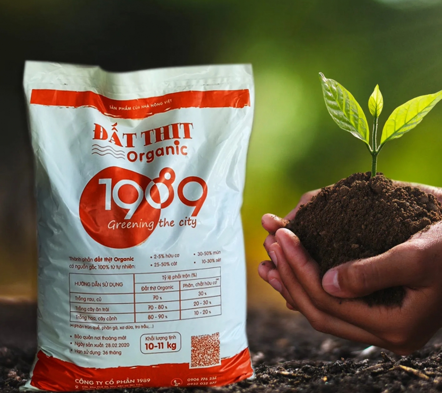 Đất thịt 1989 trồng hoa kiểng và rau sạch - Túi 12kg