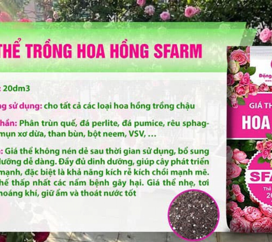 Giá thể trồng hoa hồng Sfarm - Bao 20dm3
