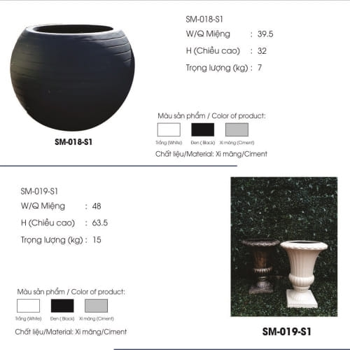 Chậu trồng cây xi măng lu tròn đẹp