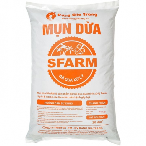 Giá thể mụn dừa đã qua xử lý Sfarm - Túi 20dm3
