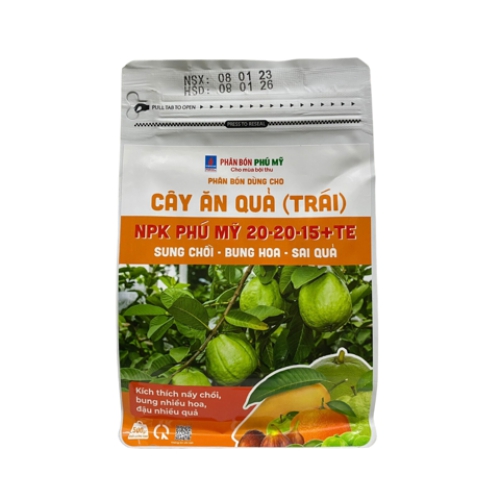 Phân NPK Phú Mỹ 20-20-15 + TE Cây ăn quả - Gói 500gr