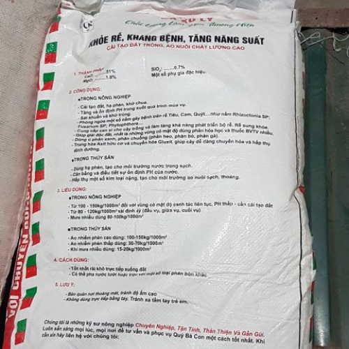 Vôi bột sát khuẩn và cải tạo đất - Bao 20kg