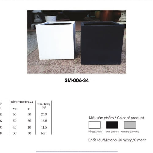 Chậu trồng cây xi măng vuông đẹp