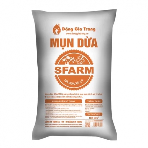 Giá thể mụn dừa đã qua xử lý Sfarm - Bao 100dm3
