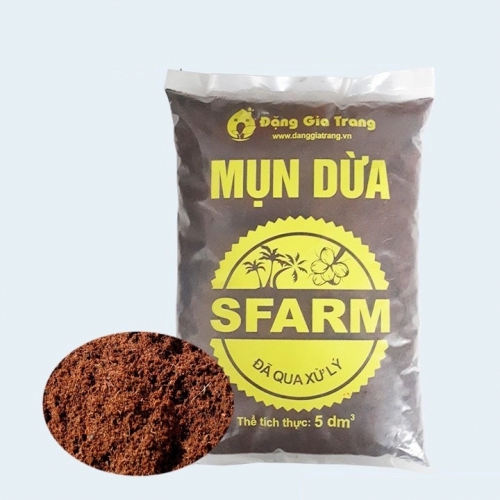Giá thể mụn dừa đã qua xử lý Sfarm - Túi 5dm3