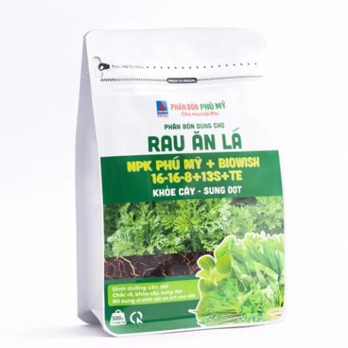 Phân bón NPK Phú Mỹ + BiOWish 16-16-8+13S + TE - Gói 500gram