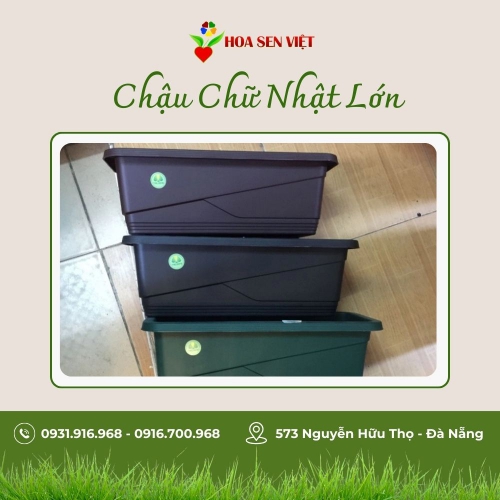 Chậu Chữ Nhật Lớn Nâu - Lá (70 x 25 x 20)