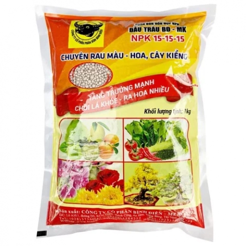 Phân NPK Đầu Trâu 15-15-15 - Gói 1kg