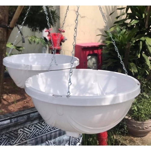 Chậu Treo Dây Xích Chảo Nhỏ Trắng (29*12)