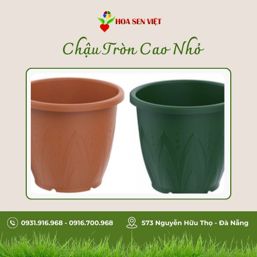 Chậu Tròn Cao Nhỏ Cam - Lá (29.5 x 25.4)