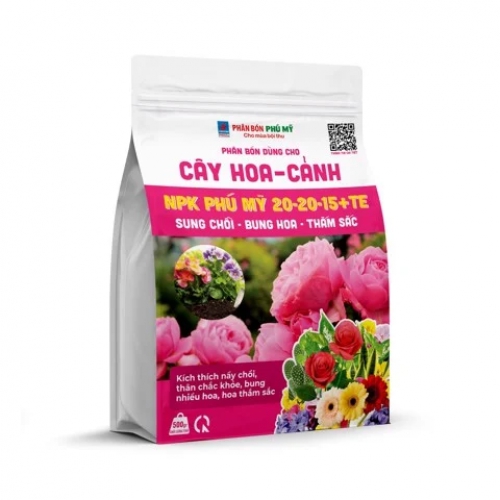 Phân bón NPK Phú Mỹ 20-20-15 + TE Cây hoa - cảnh - Gói 500gram