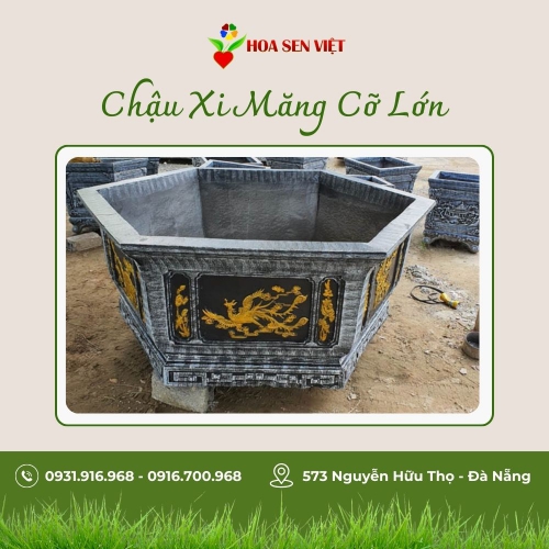 Chậu Xi Măng Cỡ Lớn Điêu Khắc